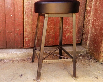 Industrial Bar Stool with Padded Seat: Custom Sizing Available