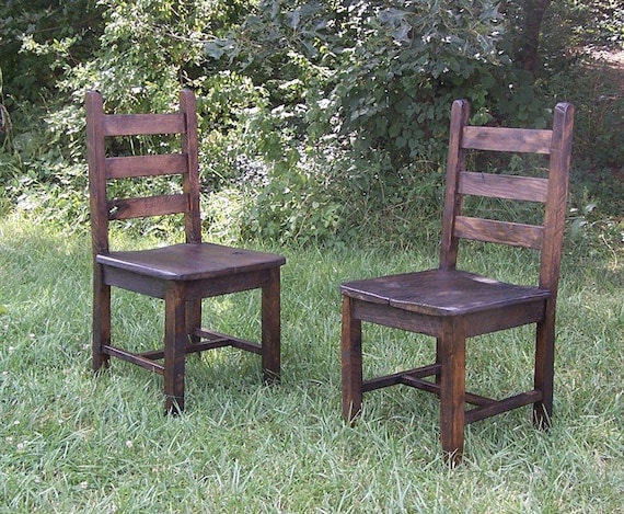Silla de comedor rústica, silla de comedor de madera, silla de