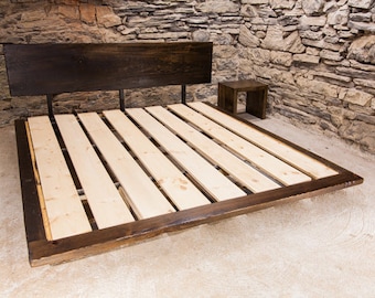 Reclaimed Wood Floating Platform Bed - Mid Century Modern