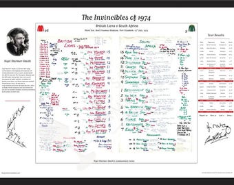 Rugby Union 1974 British Lions, The Invincibles. Signed Limited Edition. Nigel Starmer-Smith.