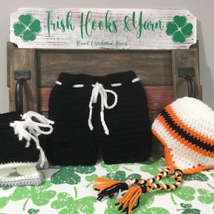 Winter Classic Hockey Set with Hockey Skate booties - hockey pants - NHL color hat in three sizes