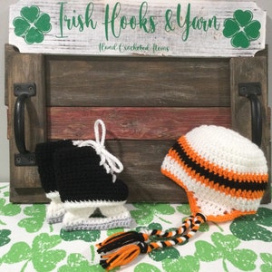 Hockey Skate booties and an earflap hat in an NHL Set now in three sizes