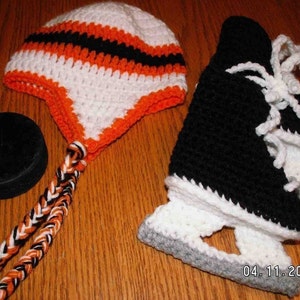 Hockey Skate booties and an earflap hat in an NHL Set now in three sizes image 3