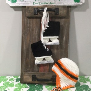 Hockey Skate booties and an earflap hat in an NHL Set now in three sizes image 2