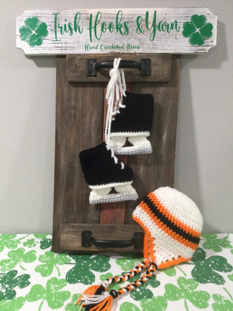 Hockey Skate booties and an earflap hat in an NHL Set now in three sizes image 2