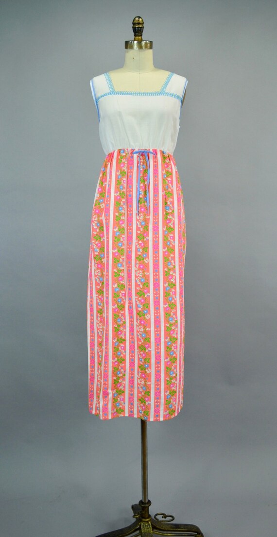 Colorful Maxi Nightgown 36 S ~ Vintage Cotton Hos… - image 2