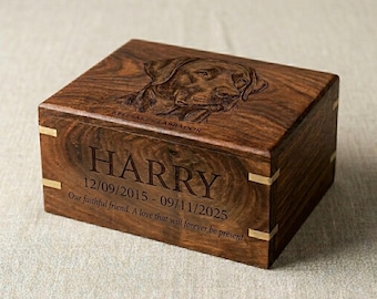 Personalized Dog Memorial Urn Box, Custom Engraved Pet Urn for Ashes, Wooden Dog Keepsake Box with Photo Engraving, Pet Loss Sympathy Gift