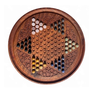 Damas chinas de palisandro hechas a mano con canicas naturales, juego de mesa personalizado