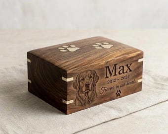 Urna personalizada para perro con foto, caja de urna conmemorativa personalizada para mascotas, caja para cenizas de perro grabada, urna de madera para mascotas, regalo para recordar a una mascota fallecida, recuerdo conmemorativo para mascotas