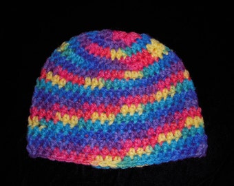 Baby Crochet Rainbow Hat  Beanie  Size 3 to 12 months   Great photography Prop