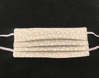 Adult grey and white flowers and zebra stripes on reverse cotton face mask ready to ship! Washable. Reusable. Reversible