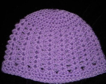 Baby Crochet Hat   Premium Quality Hand Made Beautiful Lavander   Size 3 to 6 months