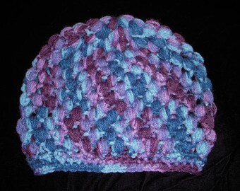 Womans Hand Crochet Puff Stitch  Hat  Beautiful Colors size M/L
