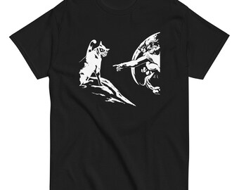 Funny Cat Creation Shirt, Michelangelo Cat Parody T-Shirt, Vintage Art Graphic Tee, Cat Lover Gift