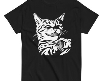Gangster Cat Shirt, Grillz Cat Graphic Tee, Funny Rap Cat T-Shirt, Hip Hop Cat Shirt, Vintage Streetwear