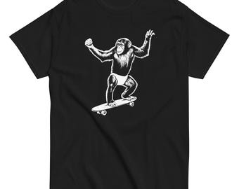 Skate Monkey Shirt, Funny Monkey Graphic Tee, Skateboarding Ape T-Shirt, Vintage Animal Shirt