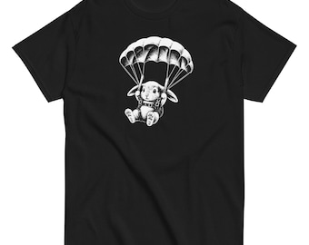 Parachuting Bunny Shirt, Cute Rabbit Graphic Tee, Funny Bunny T-Shirt, Vintage Animal Shirt, Rabbit Lover Gift