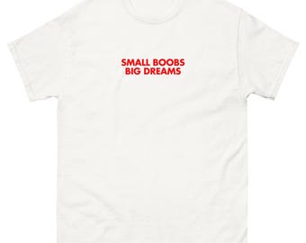 Small Boobs Big Dreams Tee | Red Text, Y2K Style