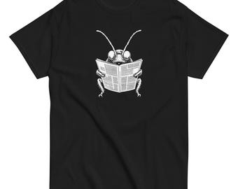 Funny Cockroach Shirt, Reading Bug Graphic Tee, Weird Humor T-Shirt, Vintage Insect Shirt, Funny Gift
