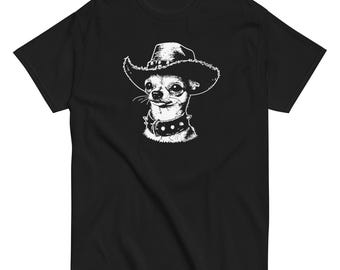 Funny Chihuahua Cowboy Shirt, Cute Western Dog T-Shirt, Vintage Chihuahua Graphic Tee, Cowgirl Hat Dog Gift for Chihuahua Lovers