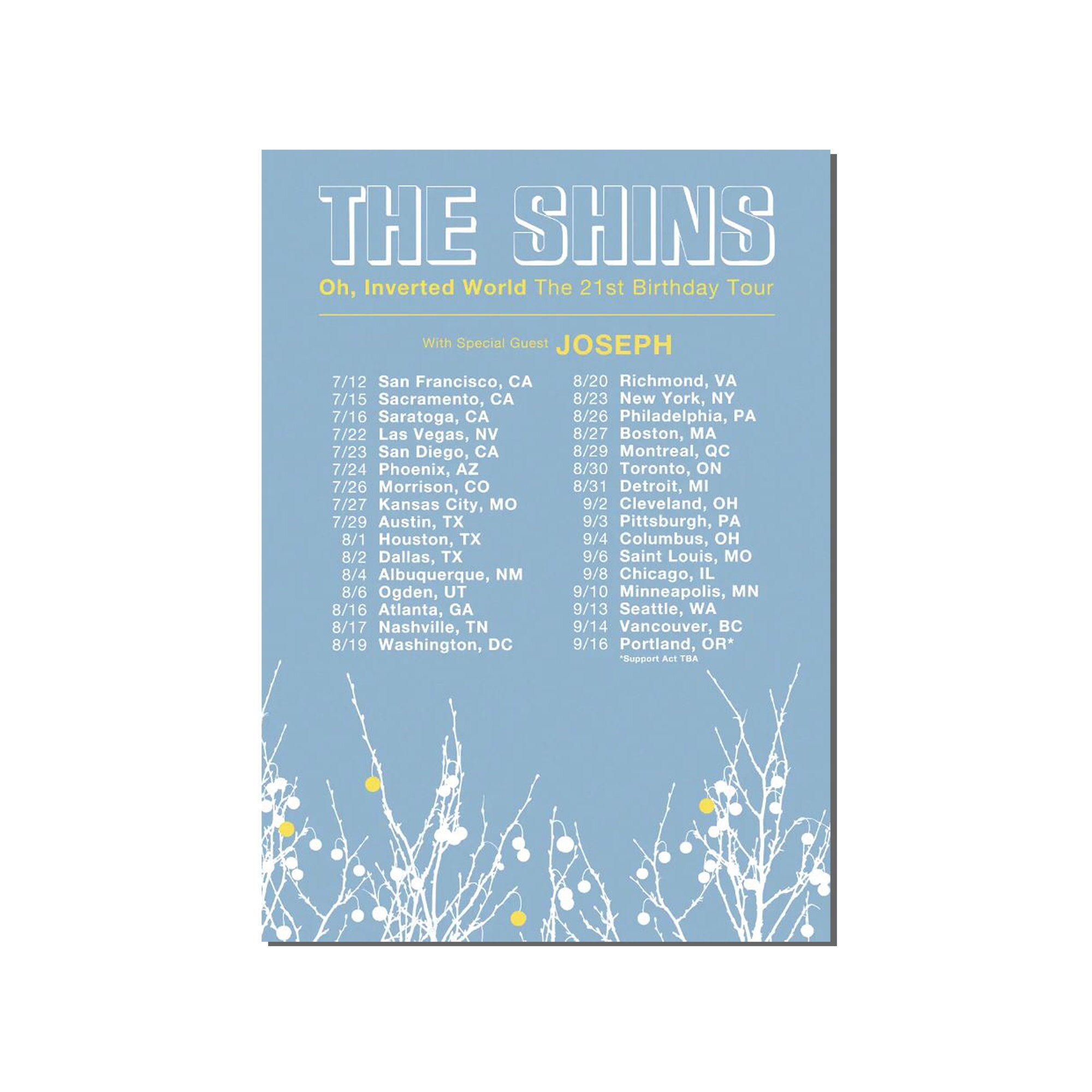 The Shins Oh Inverted World 21st Birthday Tour Poster Unframed,The Shins Tour 2022 Poster