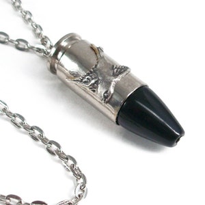 Silver and Onyx Bullet Fly Safely Home Ammo Jewelry Eco-Friendly image 1