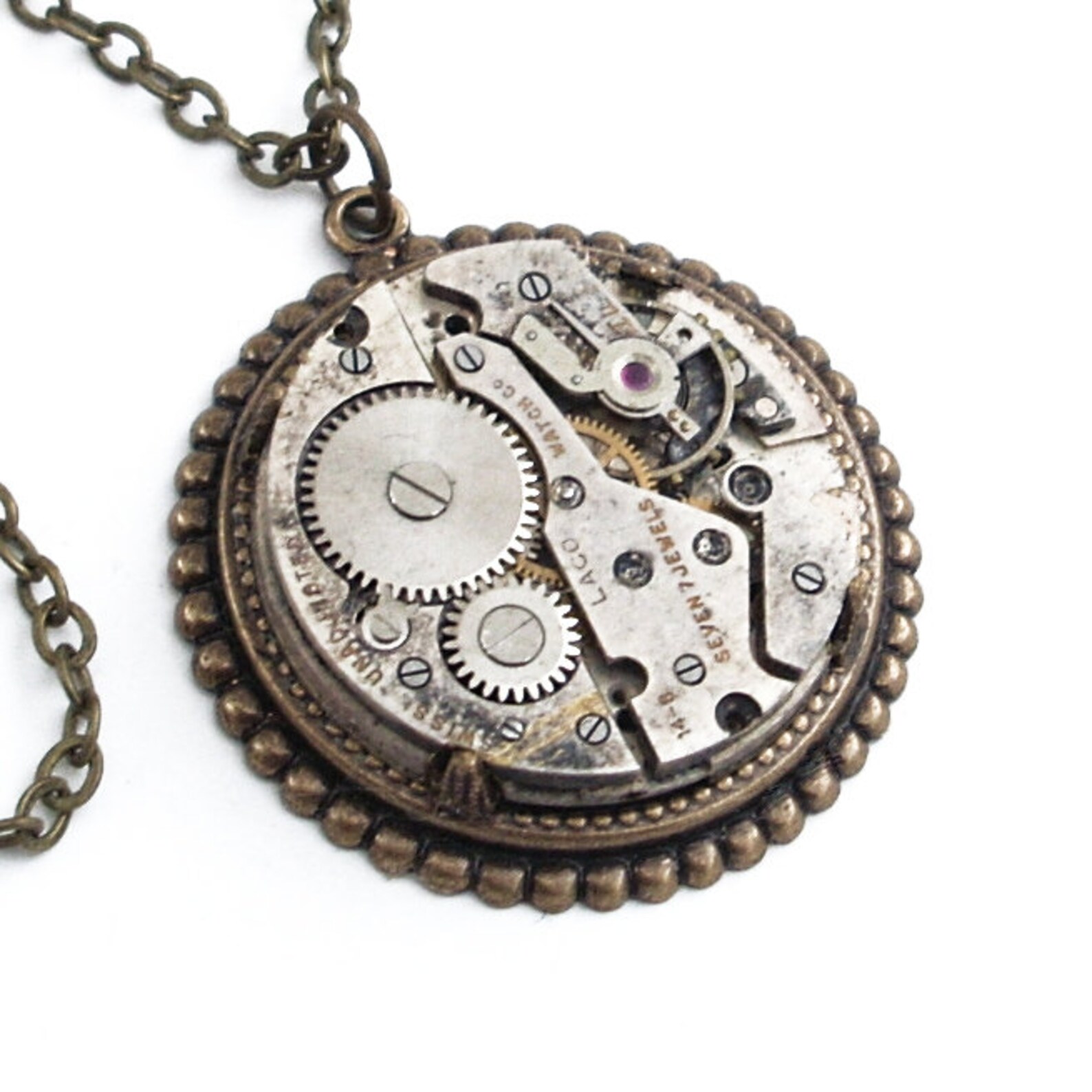 Bronze Clockwork Steampunk Necklace Handmade Jewelry Etsy