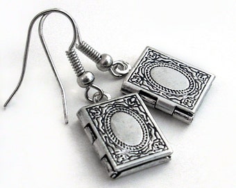 Keepsake Silver Locket Earrings