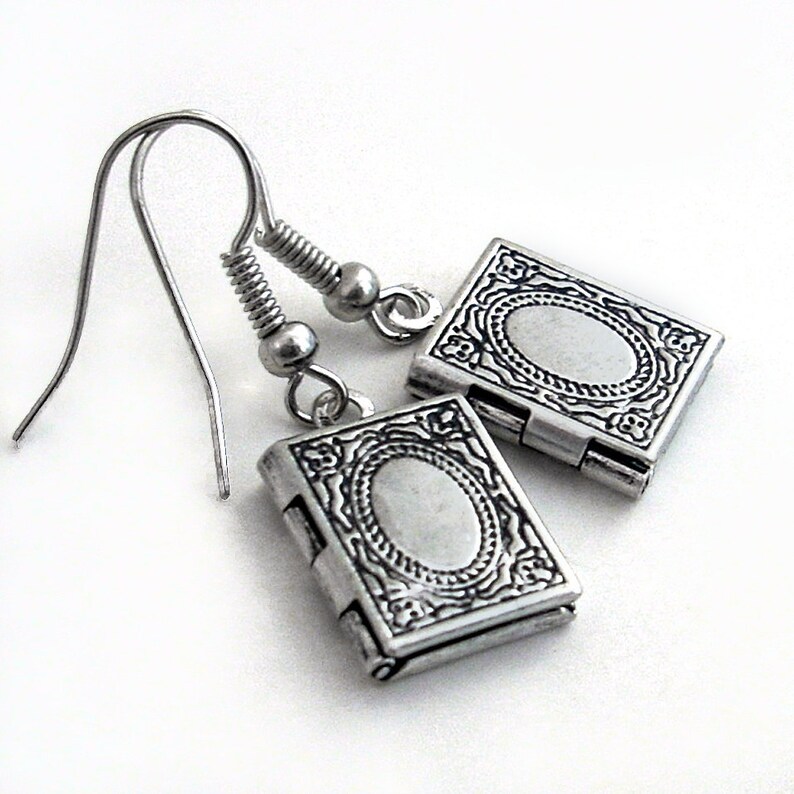 Keepsake Silver Locket Earrings image 1