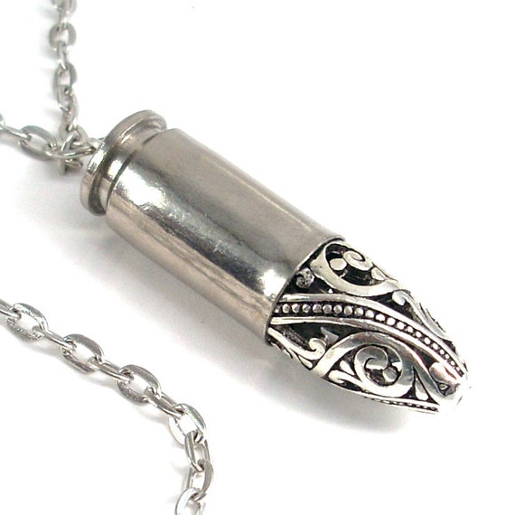 Silver Filigree Bullet Necklace Hippie Jewelry Image 0