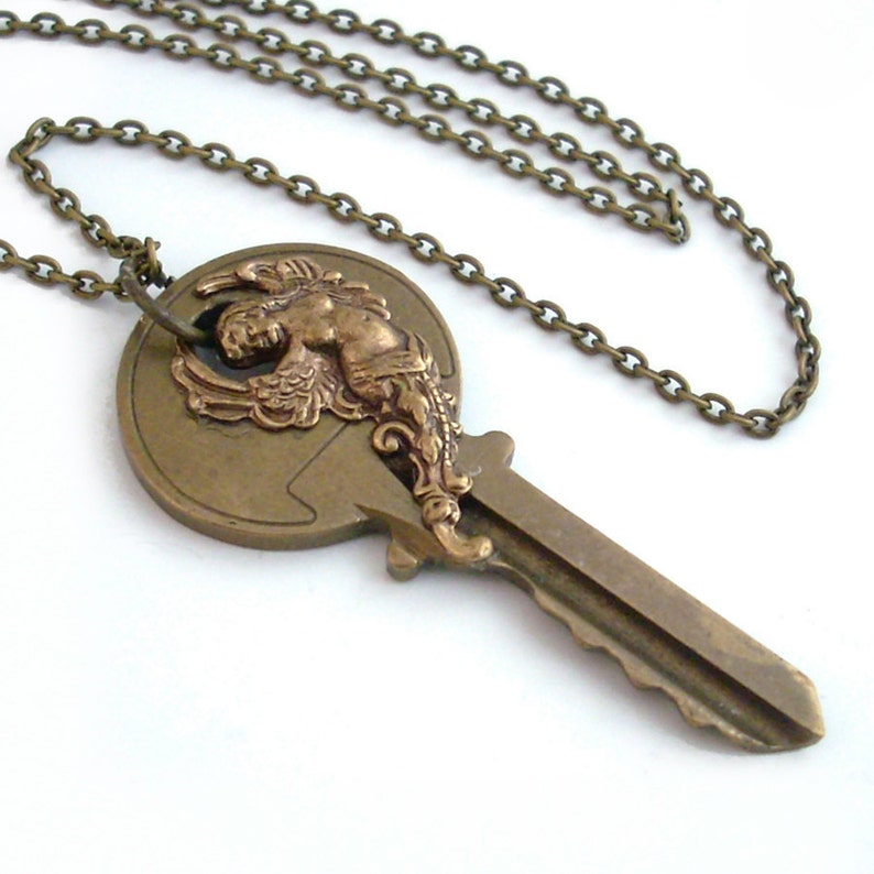 Key Necklace Handmade Jewelry Goddess Key Pendant image 3