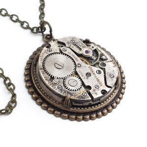 Bronze Clockwork Steampunk Necklace Handmade Jewelry