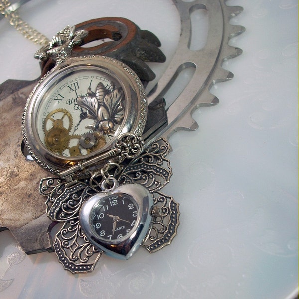 Time Flies - Steampunk Pocket Watch Pendant