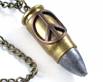 Give Peace a Chance Bullet Necklace