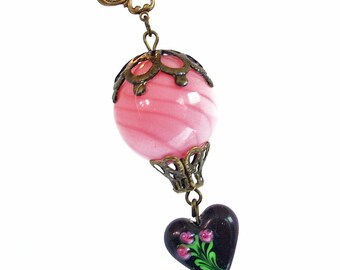 Hot Air Balloon Pendant Necklace Jewelry Jewellery - Pink Chocolate