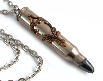 Recycled Bullet Pendant Necklace - Bronze Heart