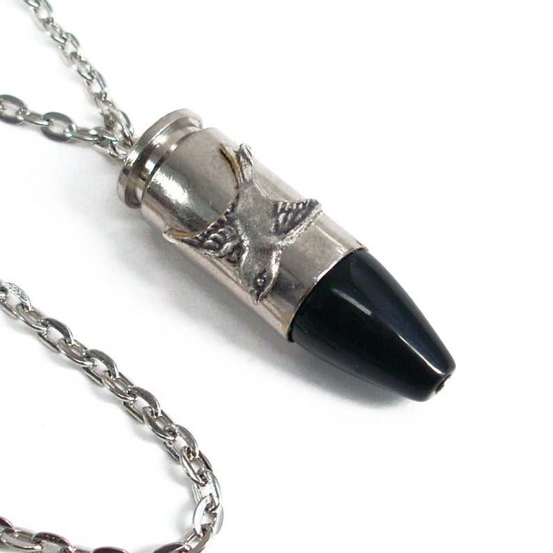 Silver and Onyx Bullet Fly Safely Home Ammo Jewelry Eco-Friendly image 4