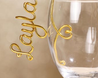 Personalized Name Wine Glass Charms, Custom Wedding Seating Card Settings, Wine Lover Gifts, Party Champagne Glass Labels, Decorations.