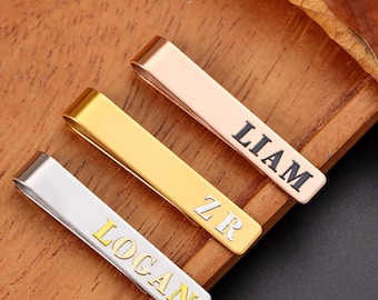 Custom Name Tie Clips, Personalized Initials Groomsmen Gifts, Best Men's Tie Clips for Men, Anniversary Wedding Gifts, Father's Day Gifts.