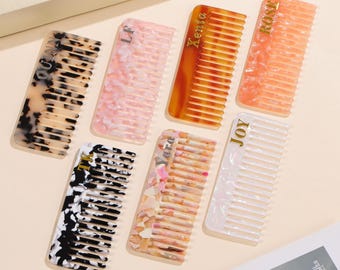 Custom Caramel Name Comb, Personalized Acetate Initials Comb, Travel Pocket Comb, Wedding Bridesmaid Gift, Memorial Gift, Wedding Gift