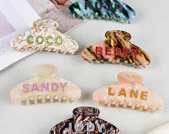 Personalized Initial Acetate Hair Claw, Custom Name  display picture 3