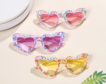 Aldults Custom Heart Shaped Sprinkle Sunnies Sunglasses, Handmade Birthday Party Sunglasses, Colorful Candy Sprinkles, Gift for Friend