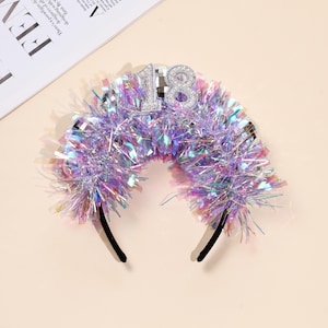 Cerchietto personalizzato con palla da discoteca per compleanno, tiara con corona e glitter per compleanno, accessorio per capelli per feste di 18, 20, 30 e 40 anni, divertente regalo per lei.