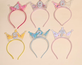 Fascia per capelli personalizzata per bambina, corona da principessa scintillante, cerchietto Alice per bambini, accessorio per capelli glitterato per feste, tiara per travestimenti per bambini piccoli