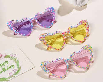 Custom Aldults Heart Shaped Birthday Sprinkle Sunnies Sunglasses, Handmade Party Sunglasses, Colorful Candy Sprinkles, Gift for Friend