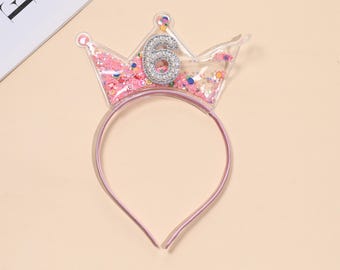 Cerchietto personalizzato con corona da principessa per compleanno, cerchietto con tiara scintillante per bambini, accessorio per capelli da festa con glitter, copricapo per travestimenti per bambine.