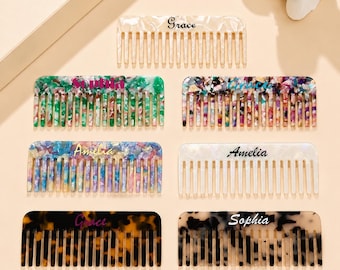 Personalized Hair Comb, Custom Name Acetate Comb,Handmade Acetate Wide Tooth Comb, Bridesmaid Gift, Bridal Party Keepsake,Bridal Gift Idea