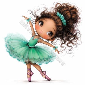 Clip Art de una peculiar bailarina, 10 archivos JPG de acuarela de alta resolución, para diario basura, scrapbooking, creación de tarjetas, kit de descarga digital, bailarina genial