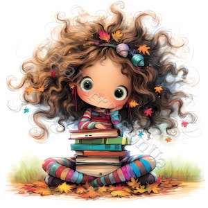 Fille automne rat de bibliothèque Clip Art 10 haute résolution aquarelle JPG indésirable journalisation Scrapbooking fabrication de cartes en téléchargement numérique Kit fantaisie original automne
