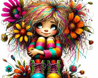 Söt vårflicka Clipart 10 högupplösta akvarell JPG-bilder för skräpjournaler Scrapbooking Korttillverkning Digital nedladdning Fantasy knäpp flicka
